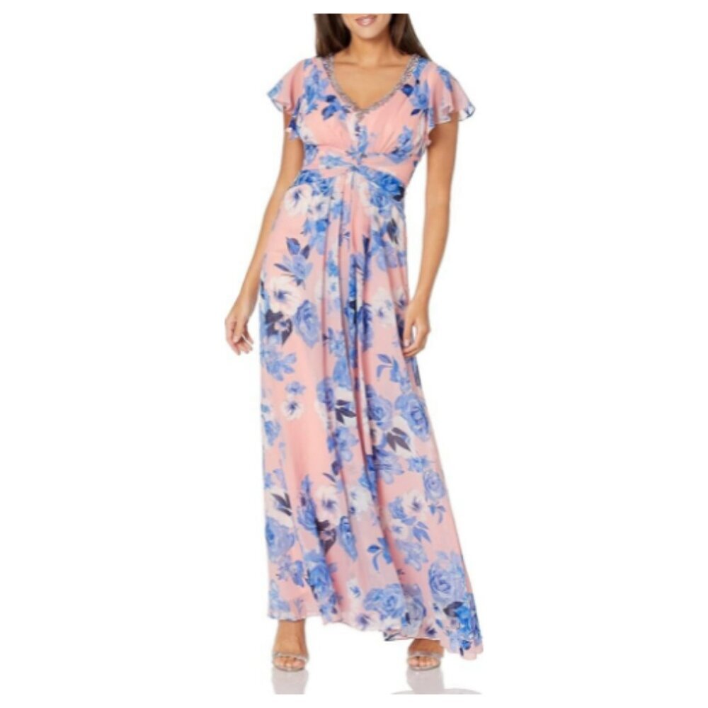 Eliza J Floral Maxi Dress in Pink and Blue